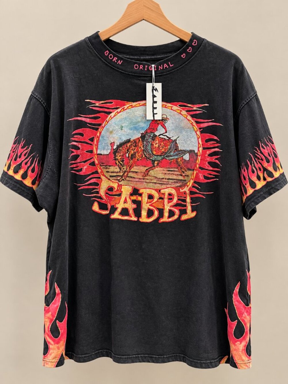 Sabbi The Very Oversized Born Original Flaming Cowboy Tee - NWT - Size S